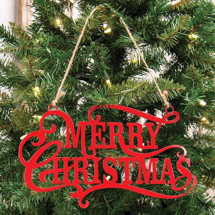Painted Metal Merry Christmas Sign - Laser Cut Metal 12&quot; wide-Craft Wholesalers-The Village Merchant