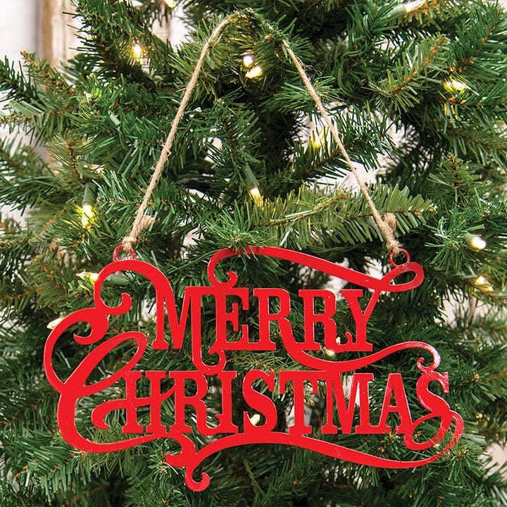 Painted Metal Merry Christmas Sign - Laser Cut Metal 12" wide-Craft Wholesalers-The Village Merchant