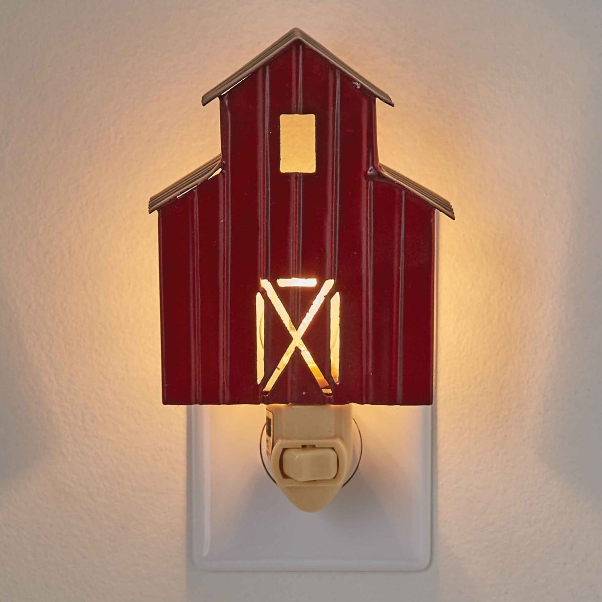 Painted Metal Red Barn Night Light-Park Designs-The Village Merchant