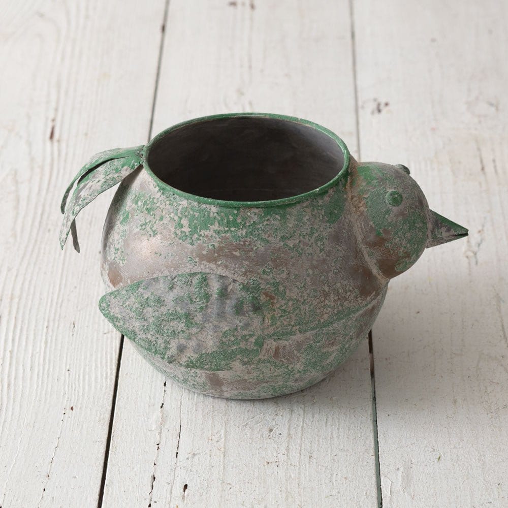 Painted Metal Rustic Garden Bird Planter-CTW Home-The Village Merchant