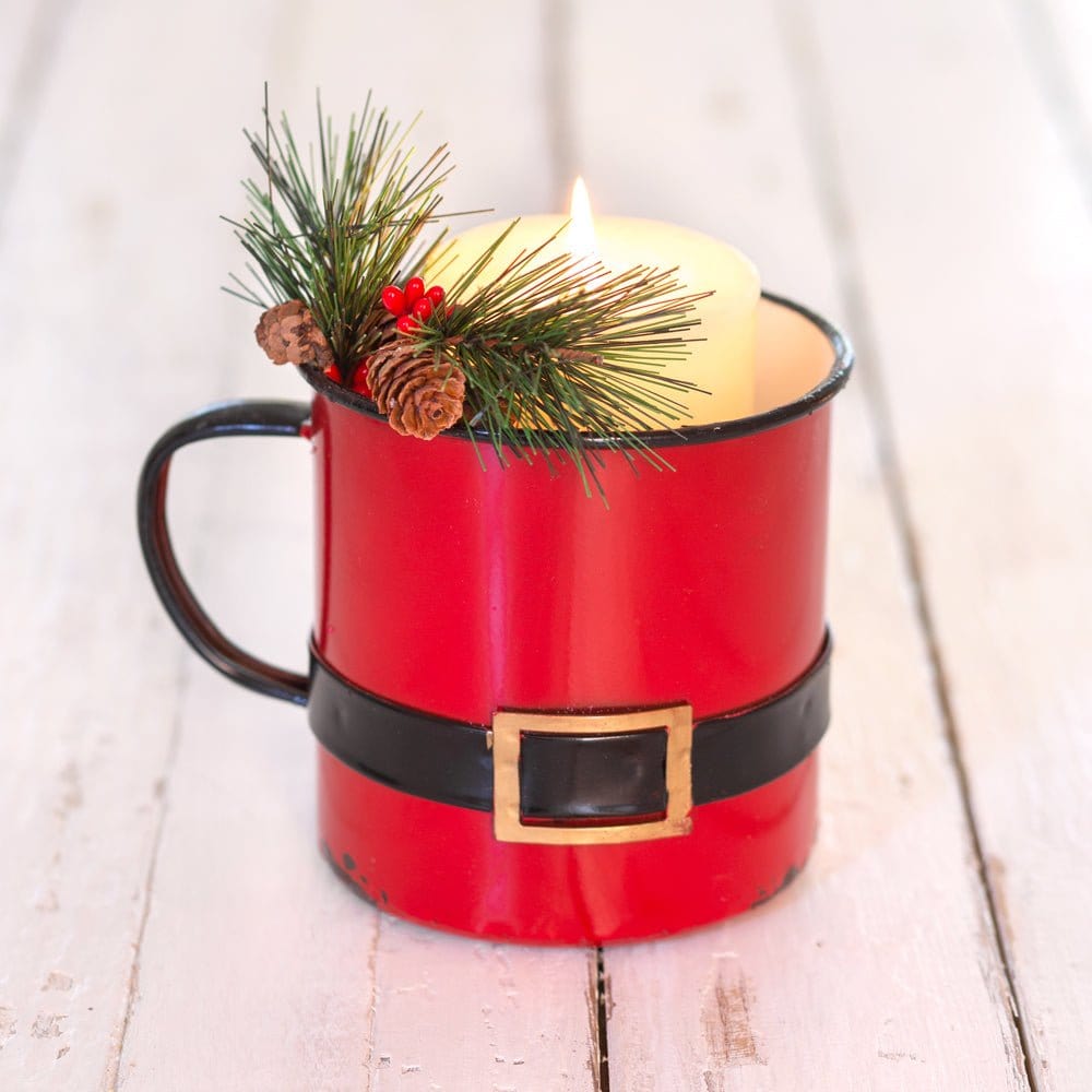 Painted Metal Santa Suit Storage Decorative Cup With Handle-CTW Home-The Village Merchant