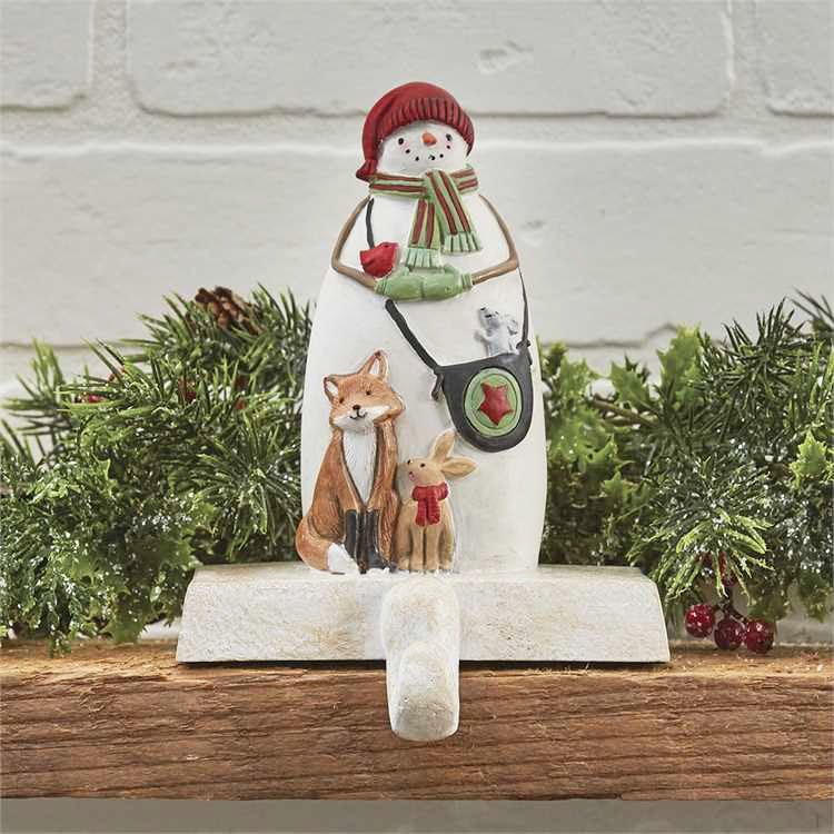 Painted Metal Snowman Stocking Holder-Park Designs-The Village Merchant