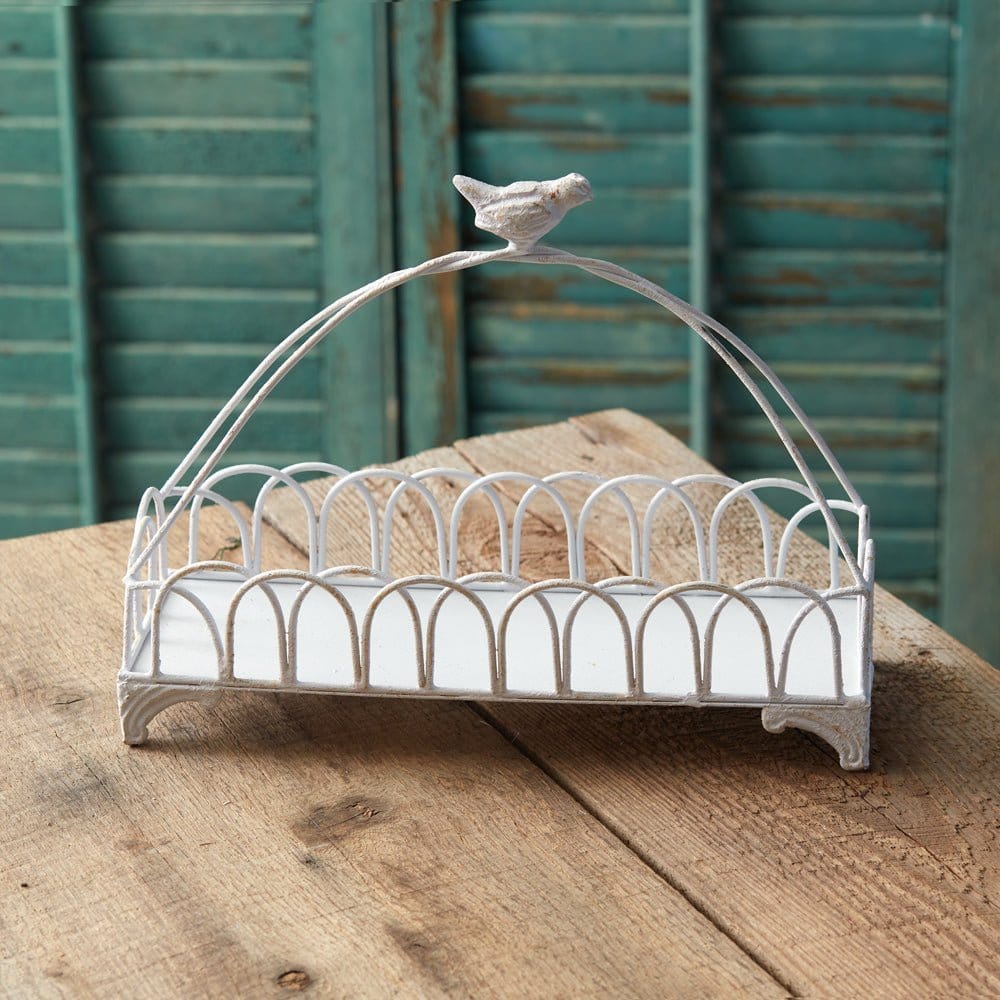 Painted Metal Songbird Tray With Handle-CTW Home-The Village Merchant