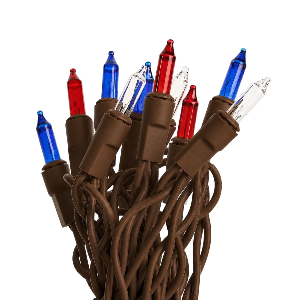 CWI Gifts Patriotic Bulbs - Brown Cord 20 Count Set Light String / Set - Miniature Bulbs