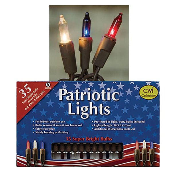 Patriotic Bulbs - Brown Cord 35 Count Set Light String / Set - Miniature Bulbs-Craft Wholesalers-The Village Merchant