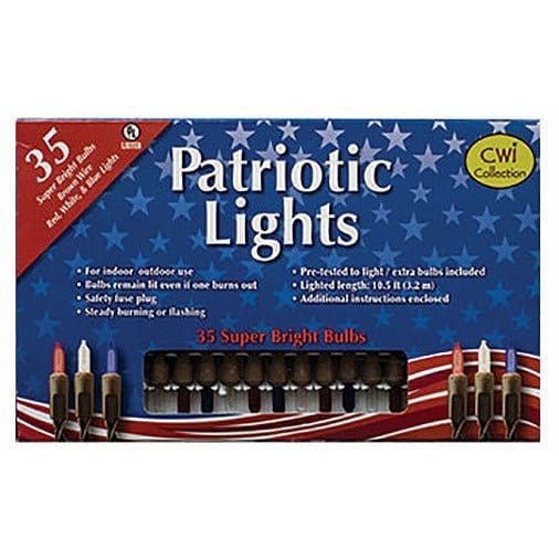 Patriotic Bulbs - Brown Cord 35 Count Set Light String / Set - Miniature Bulbs-Craft Wholesalers-The Village Merchant