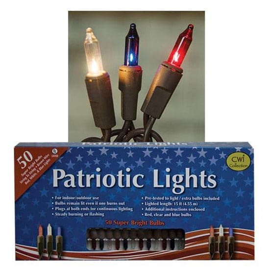 Patriotic Bulbs - Brown Cord 50 Count Set Light String / Set - Miniature Bulbs-Craft Wholesalers-The Village Merchant
