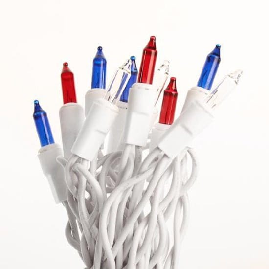 Patriotic Bulbs - White Cord 35 Count Set Light String / Set - Miniature Bulbs-Craft Wholesalers-The Village Merchant
