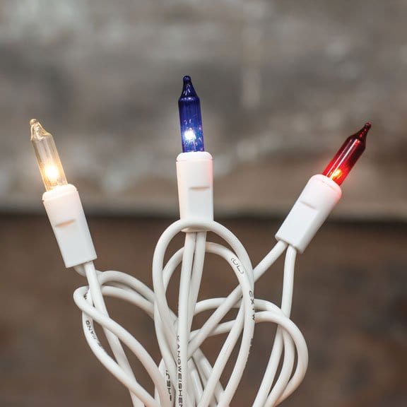 CWI Gifts Patriotic Bulbs - White Cord 35 Count Set Light String / Set - Miniature Bulbs