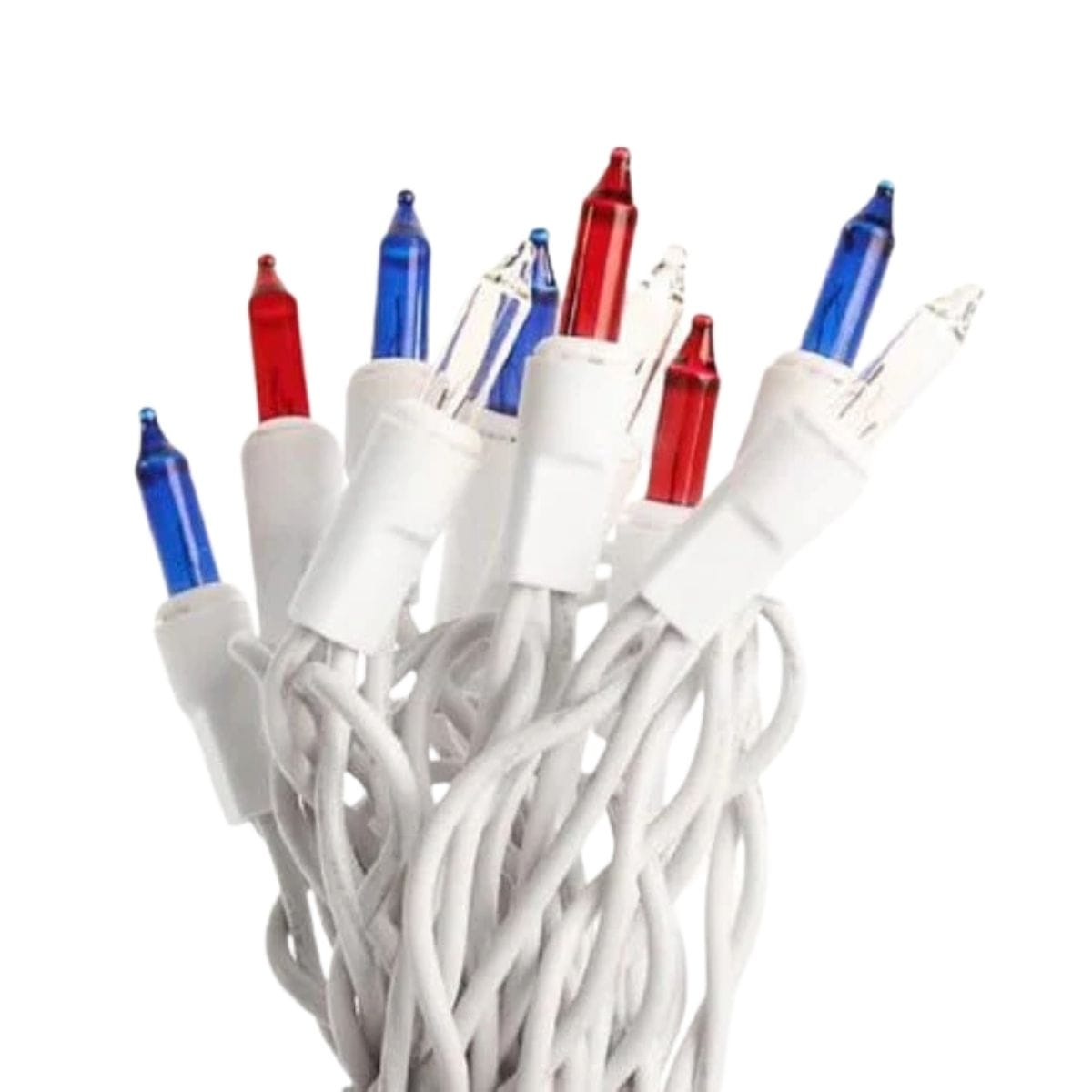 CWI Gifts Patriotic Bulbs - White Cord 50 Count Set Light String / Set - Miniature Bulbs