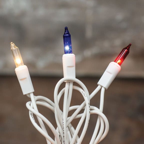 CWI Gifts Patriotic Bulbs - White Cord 50 Count Set Light String / Set - Miniature Bulbs