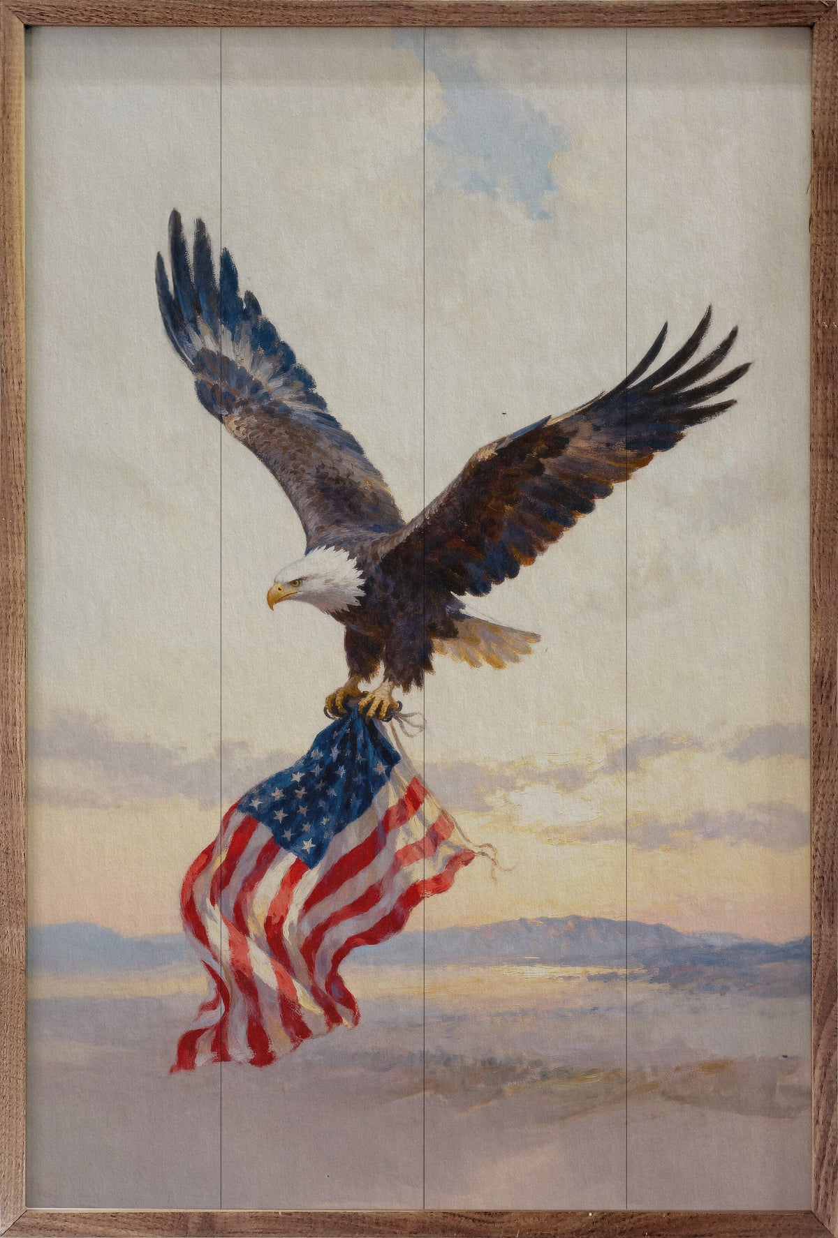 Patriotic Eagle Landscape Printed and Framed Wall Sign