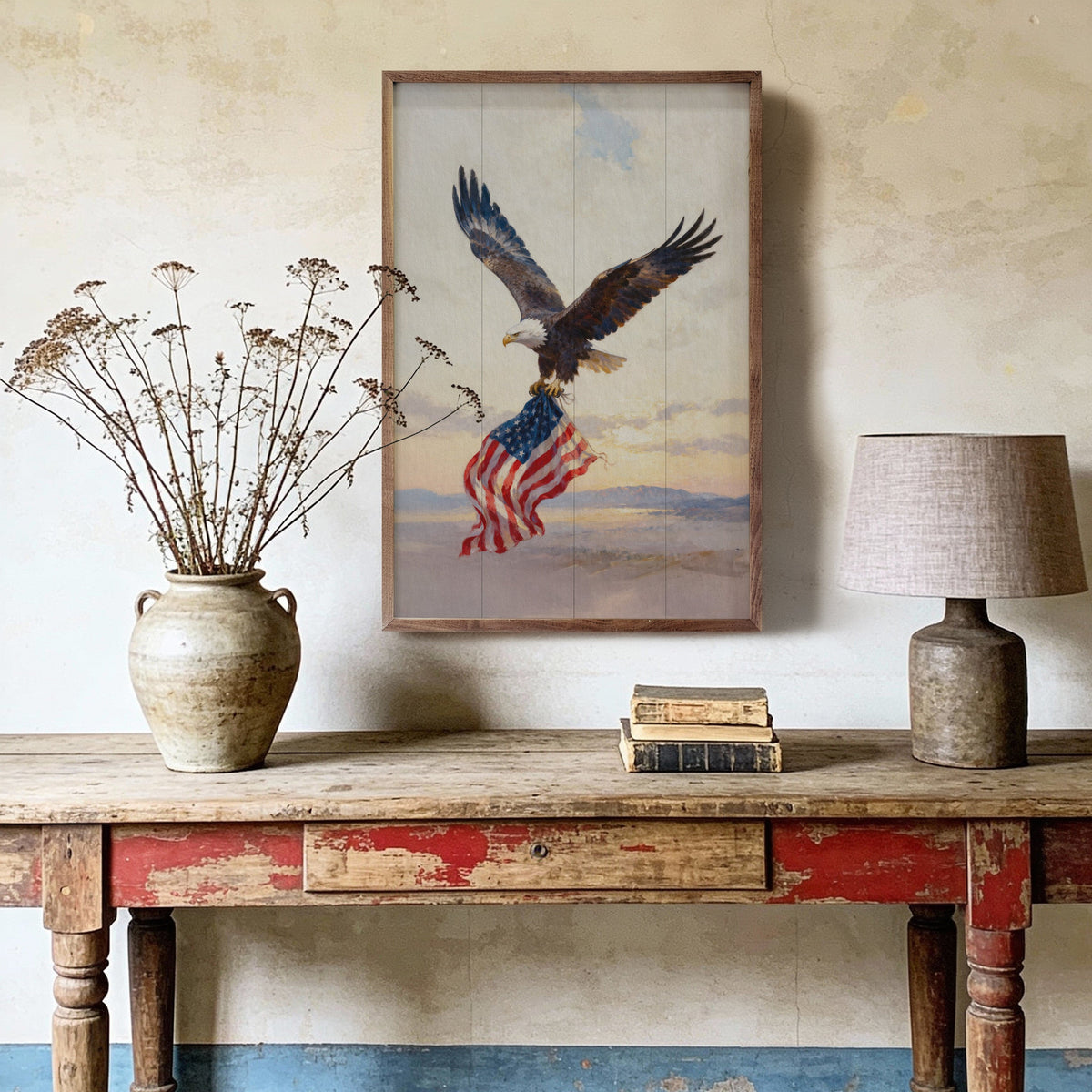 Patriotic Eagle Landscape Printed and Framed Wall Sign