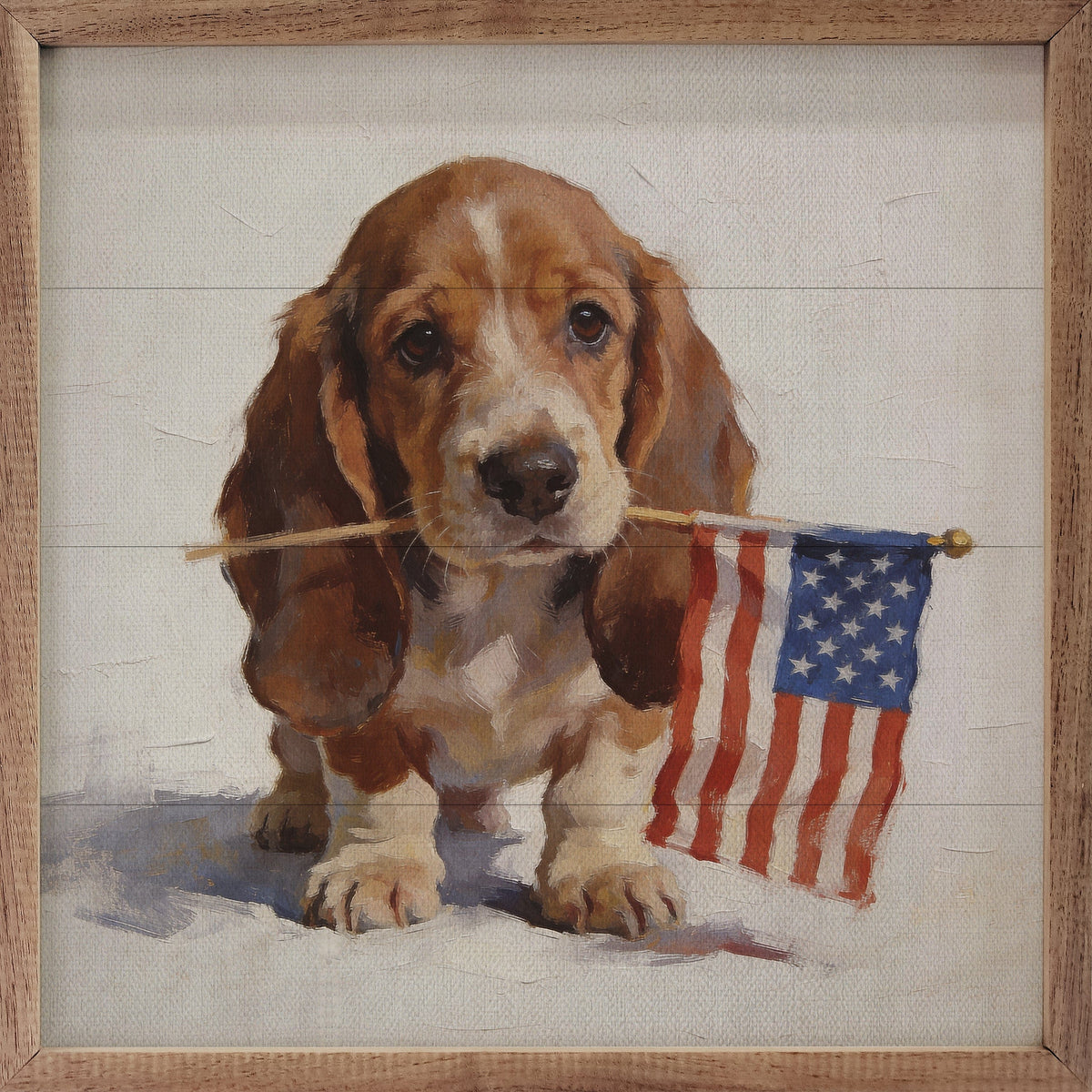 Patriotic Pets Basset Hound Printed and Framed Wall Sign