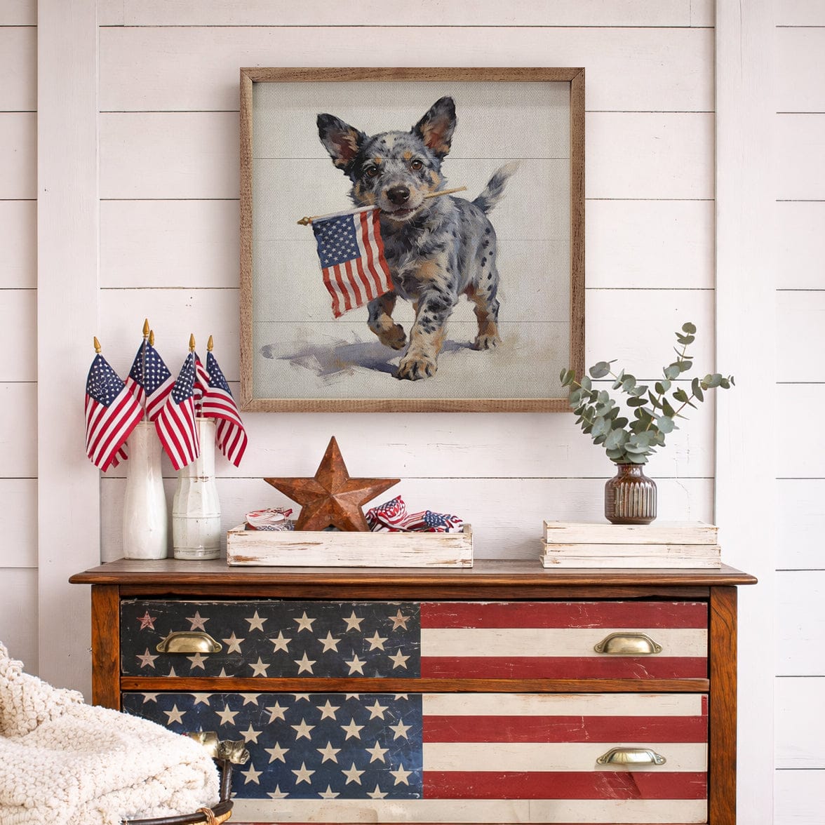 Patriotic Pets Blue Heeler Printed and Framed Wall Sign