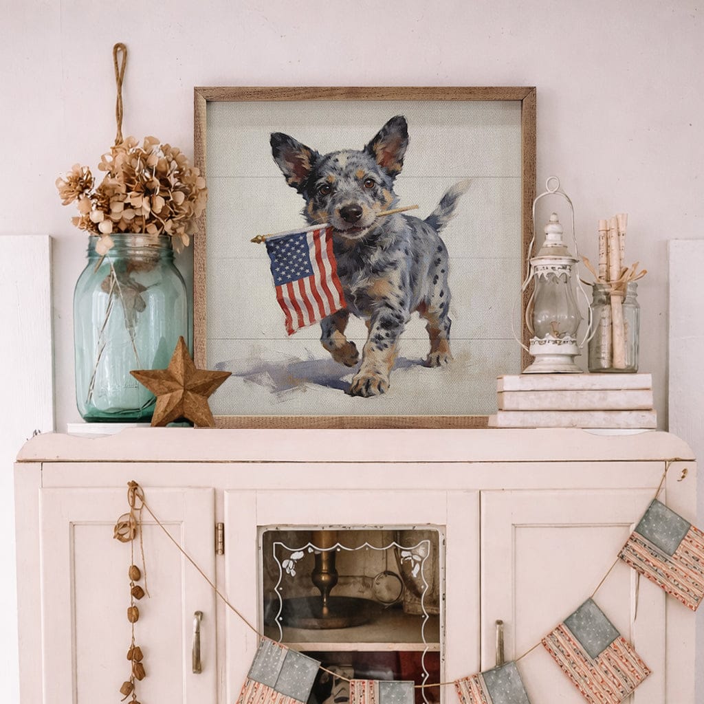 Patriotic Pets Blue Heeler Printed and Framed Wall Sign