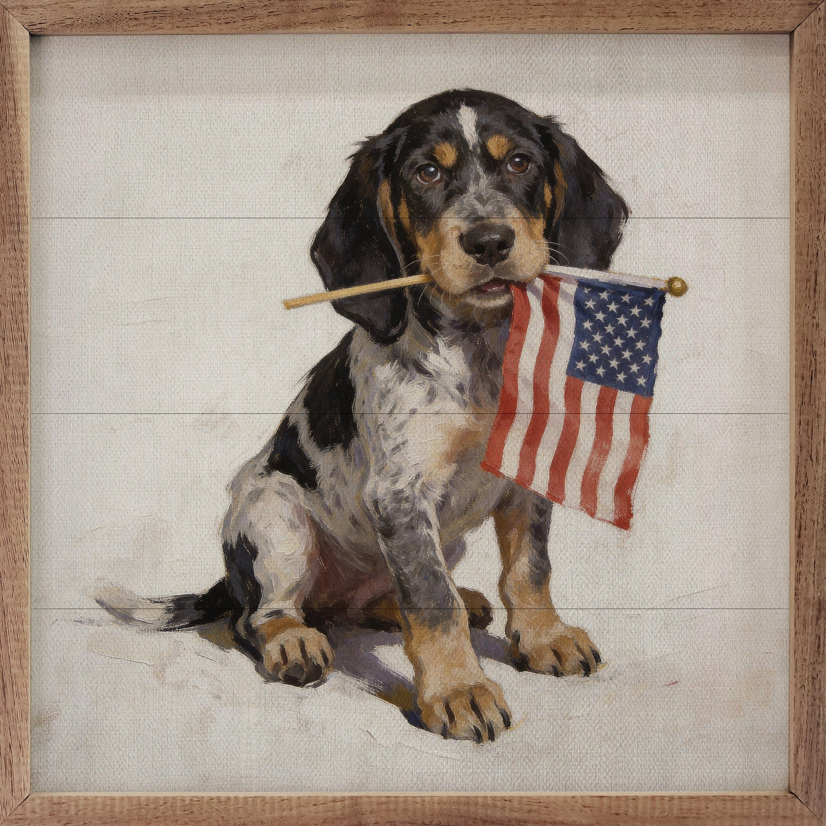 Patriotic Pets Bluetick Coonhound Printed and Framed Wall Sign
