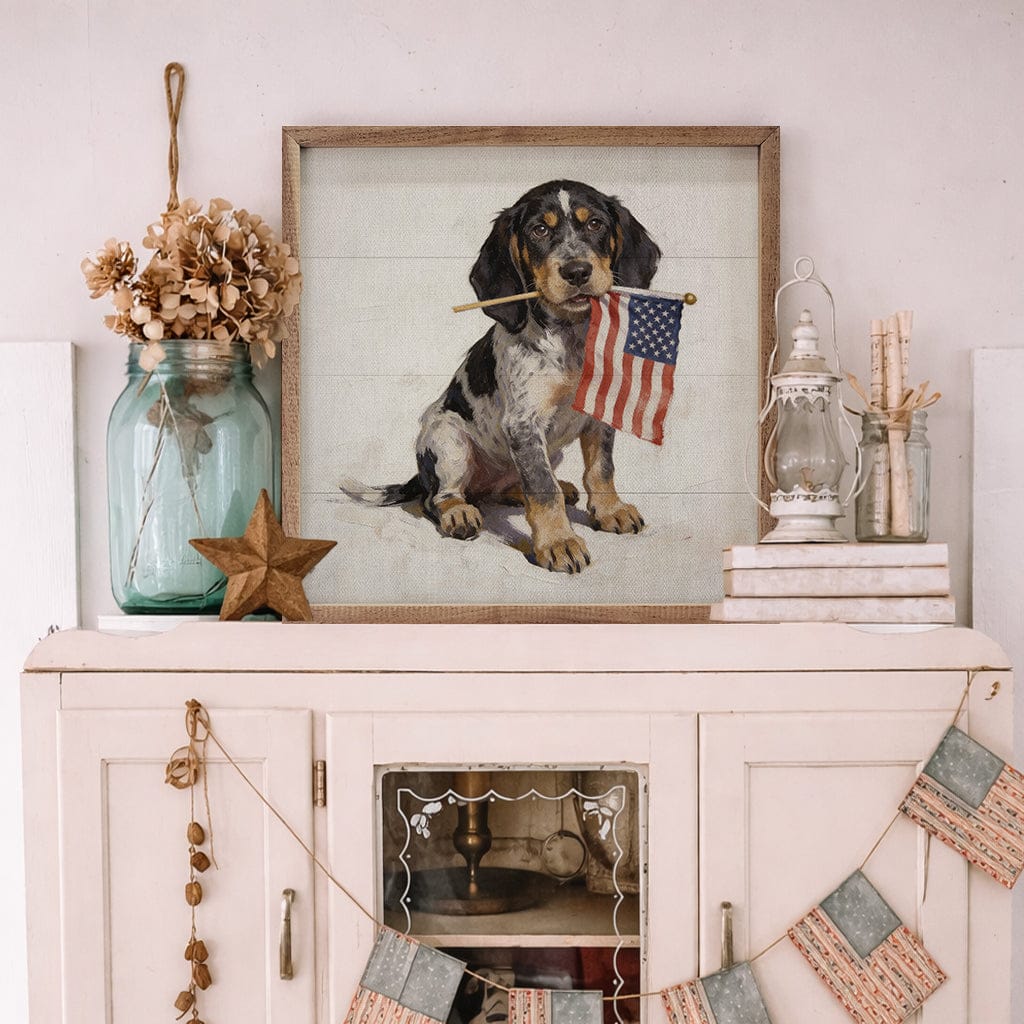 Patriotic Pets Bluetick Coonhound Printed and Framed Wall Sign