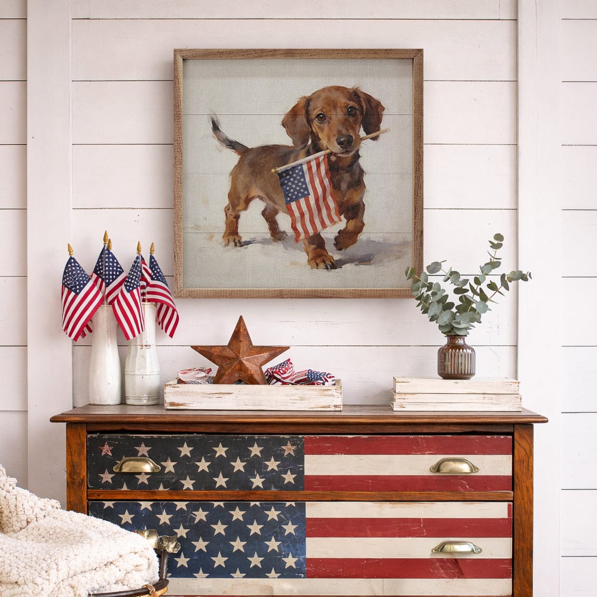 Patriotic Pets Dachshund Printed and Framed Wall Sign