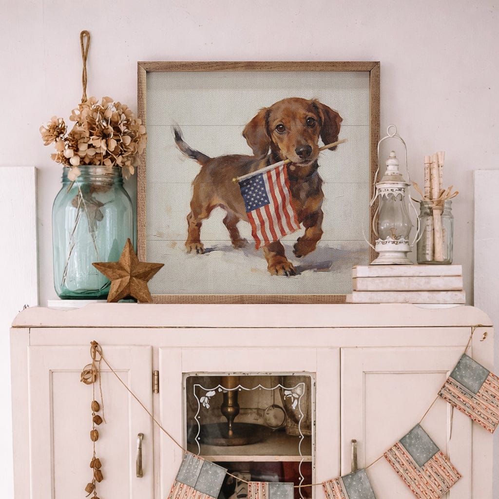 Patriotic Pets Dachshund Printed and Framed Wall Sign