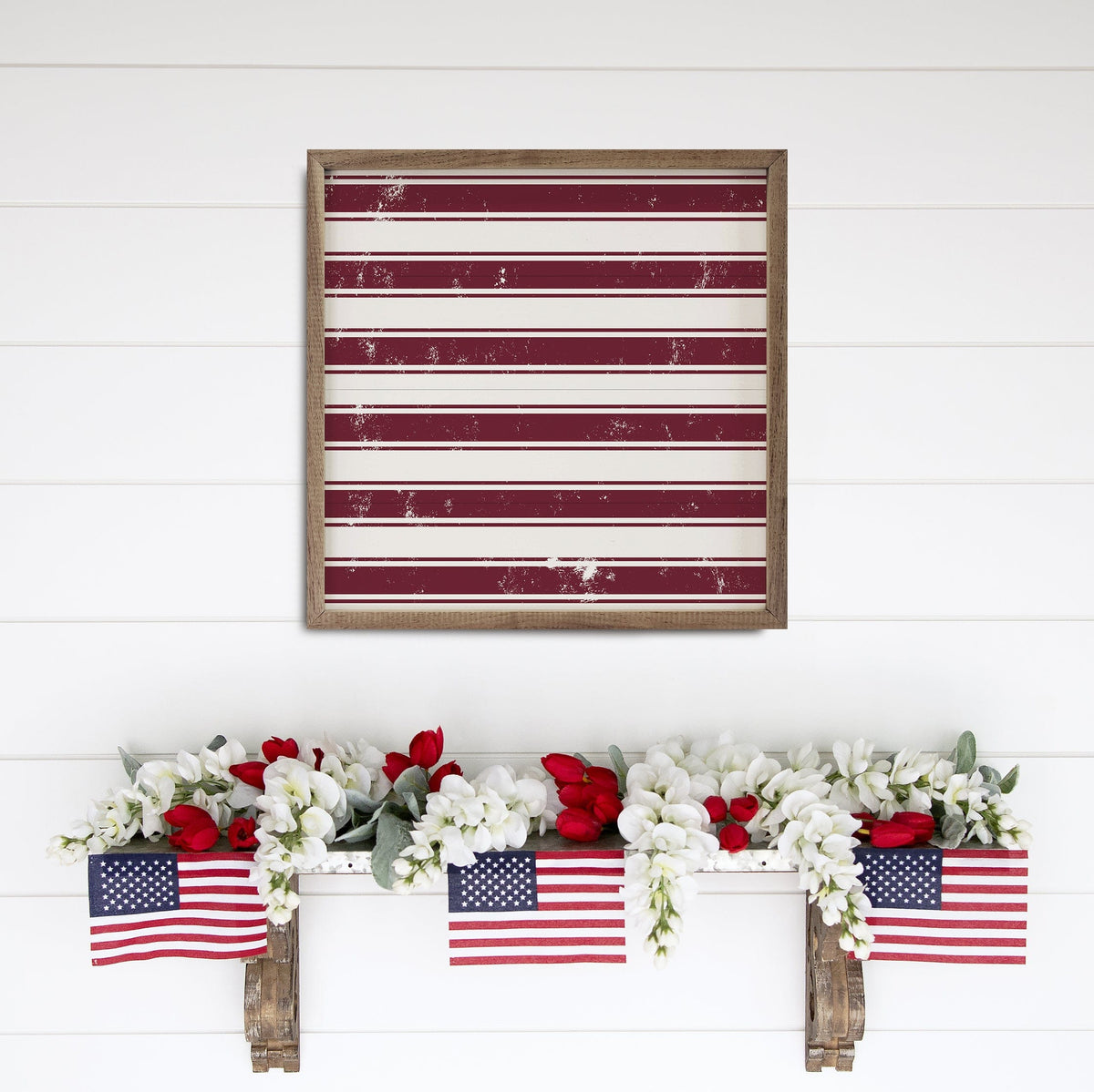 Pattern Red And White Stripes Printed and Framed Wall Sign