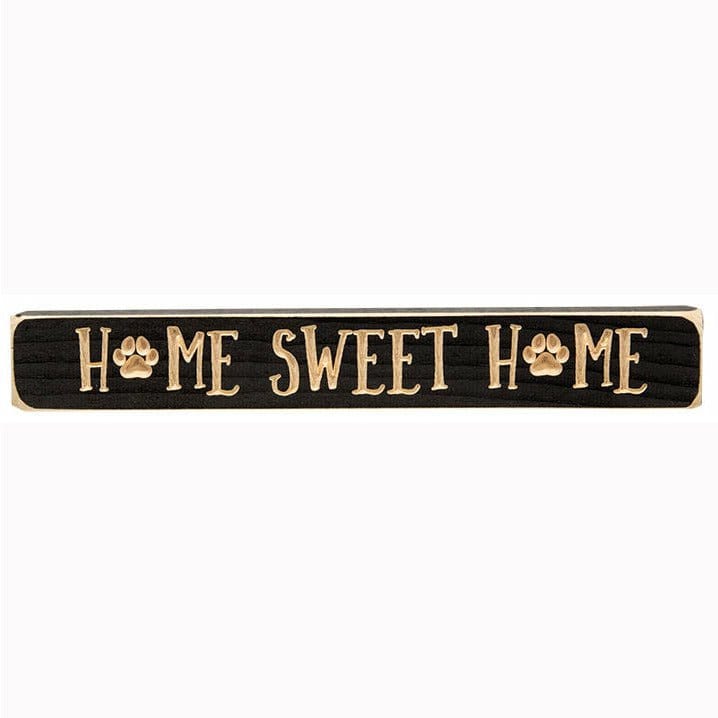 Pawprint Home Sweet Home Sign - Engraved Wood 12" Long-Craft Wholesalers-The Village Merchant