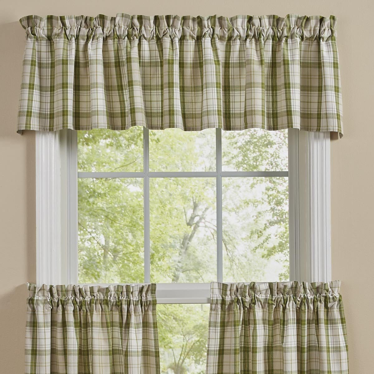 Peaceful Cottage Plaid Valance Unlined-Park Designs-The Village Merchant