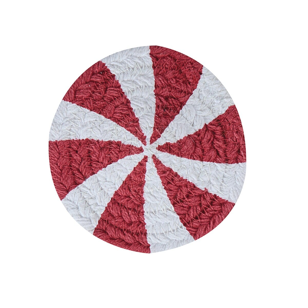 Peppermint Candy Braided & Printed Coaster Round Set of 4