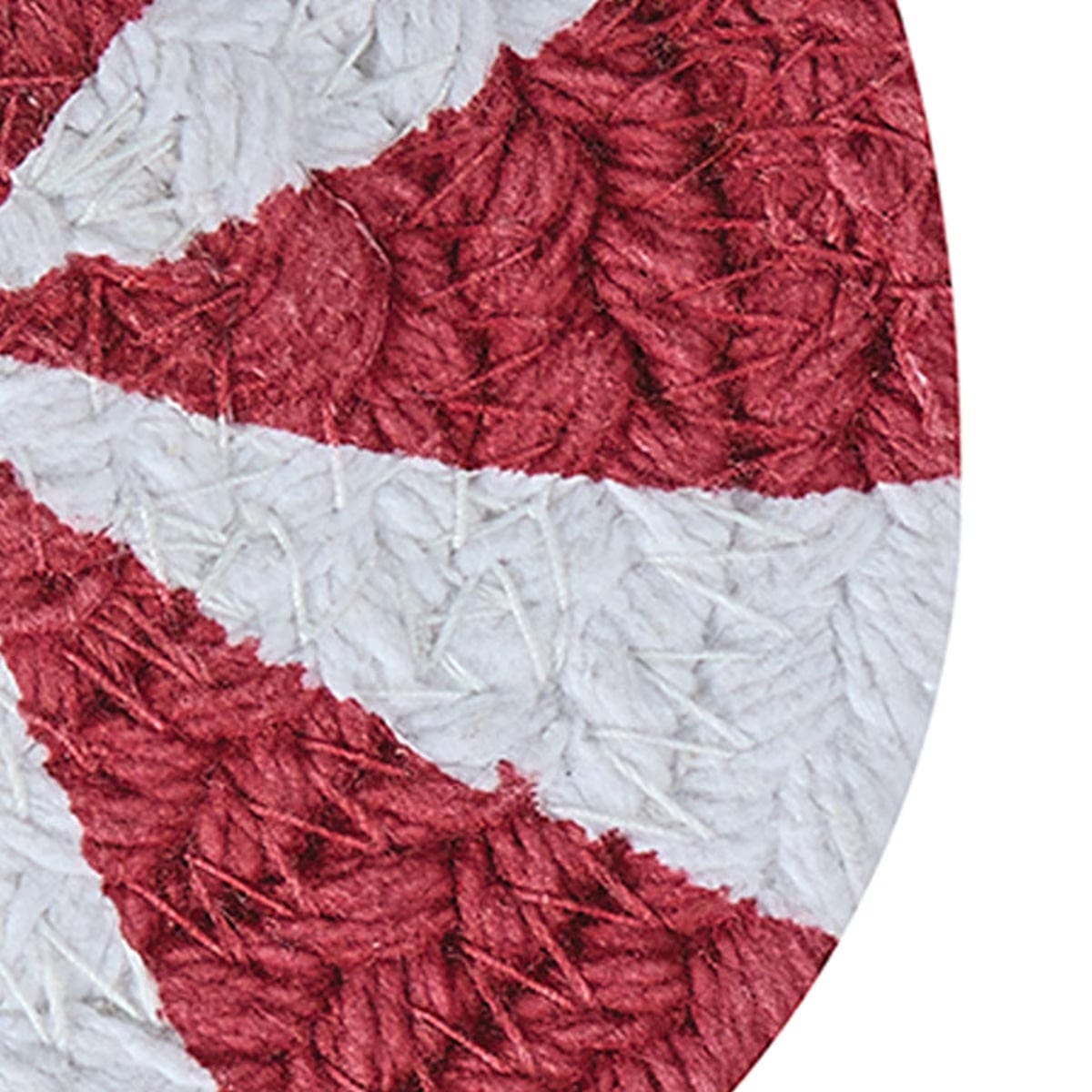 Peppermint Candy Braided & Printed Coaster Round Set of 4