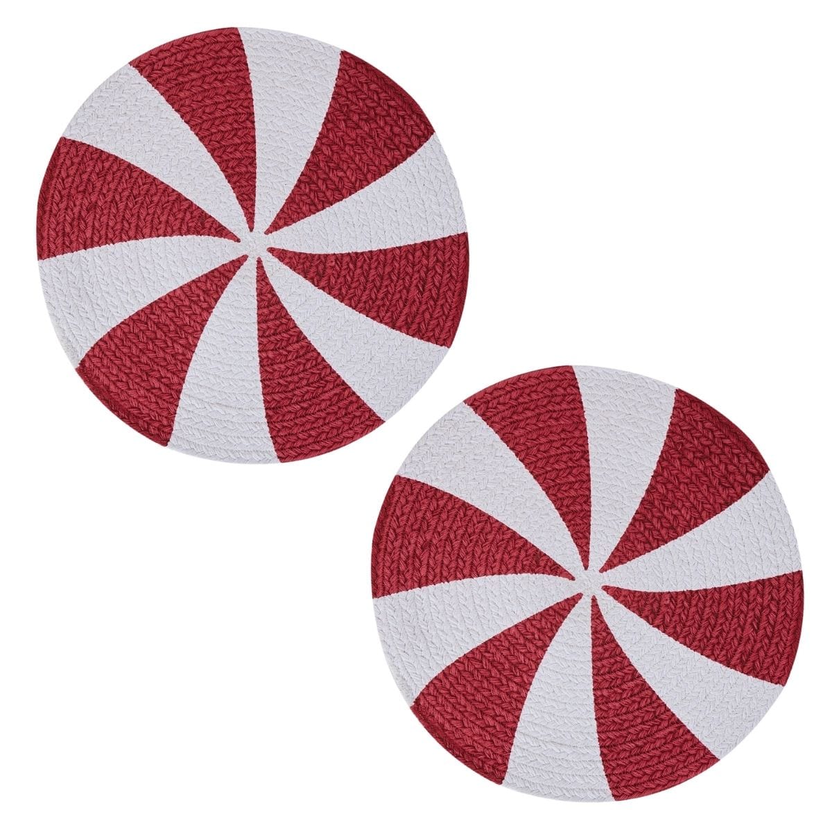 Peppermint Candy Braided & Printed Placemat Round Set of 2