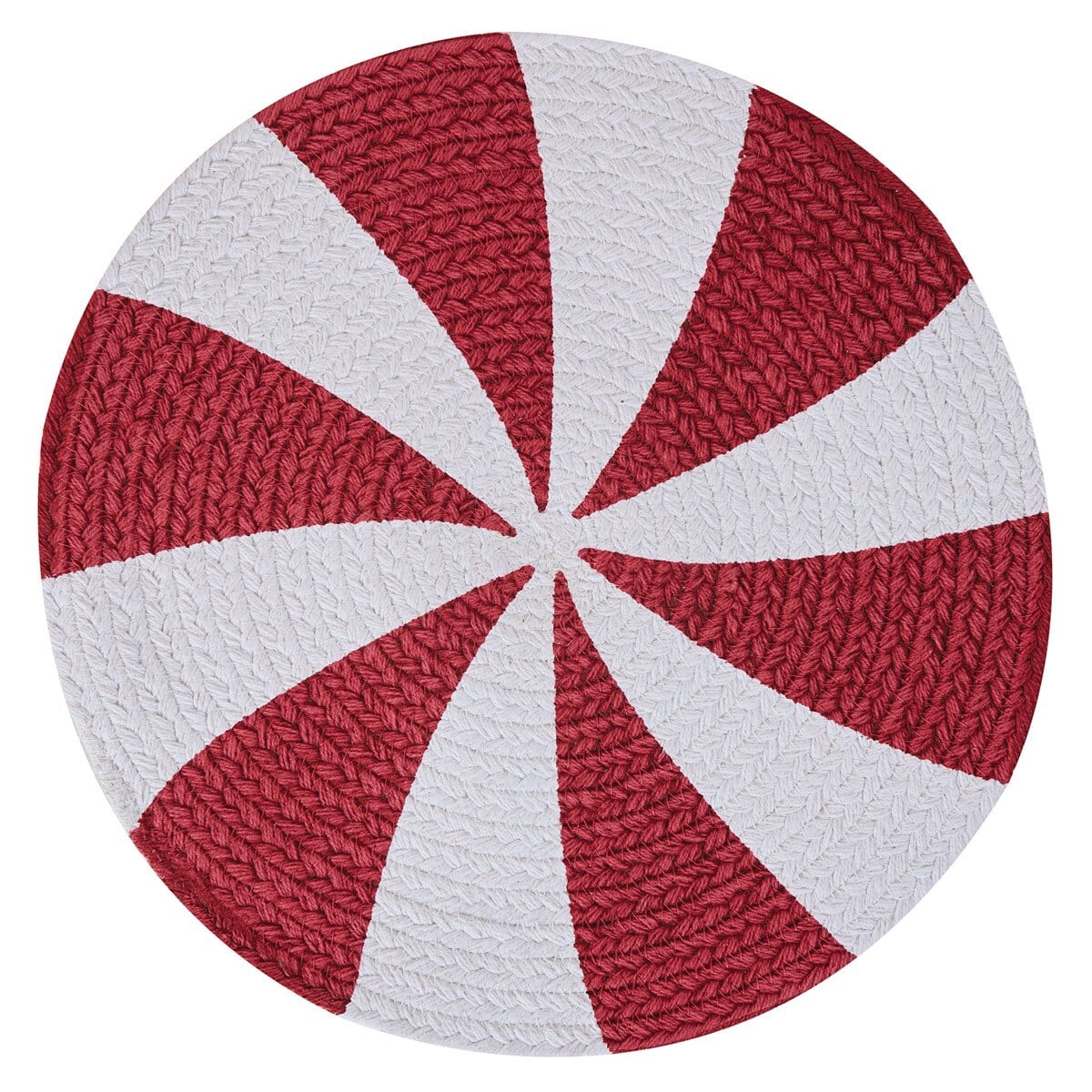 Peppermint Candy Braided & Printed Placemat Round Set of 2