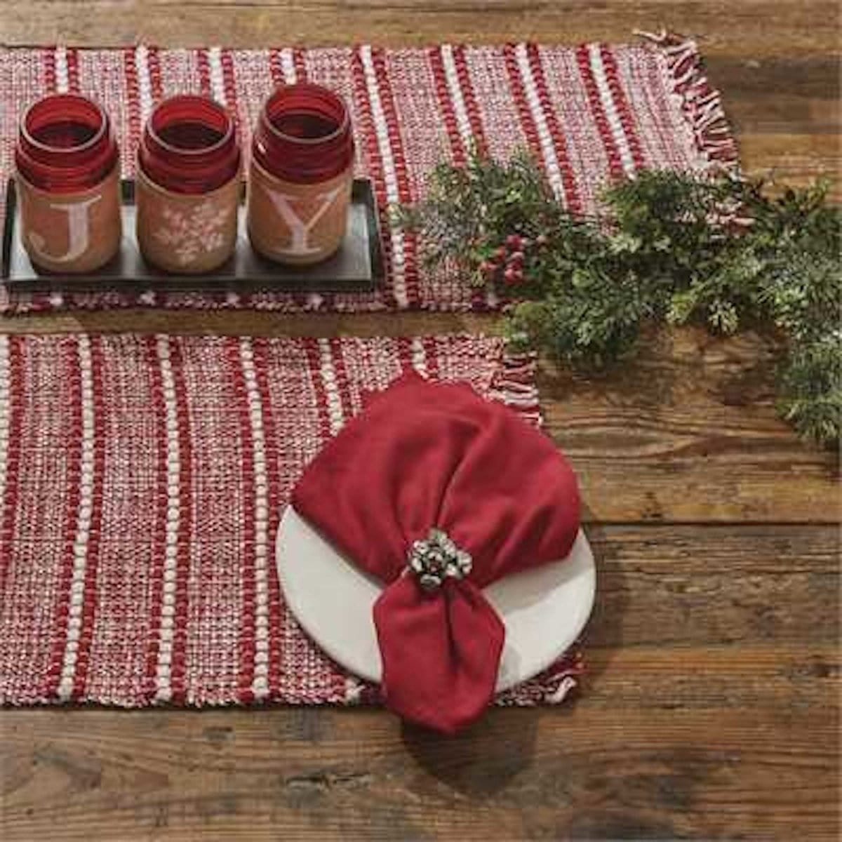 Peppermint Stripe Yarn Table Runner 36&quot; Long-Park Designs-The Village Merchant