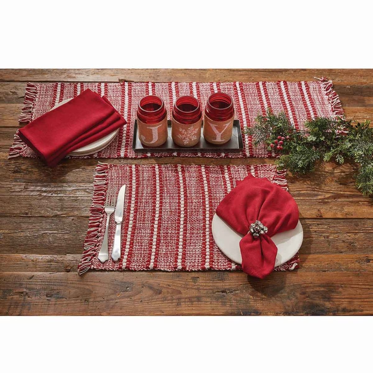 Peppermint Stripe Yarn Table Runner 36&quot; Long-Park Designs-The Village Merchant