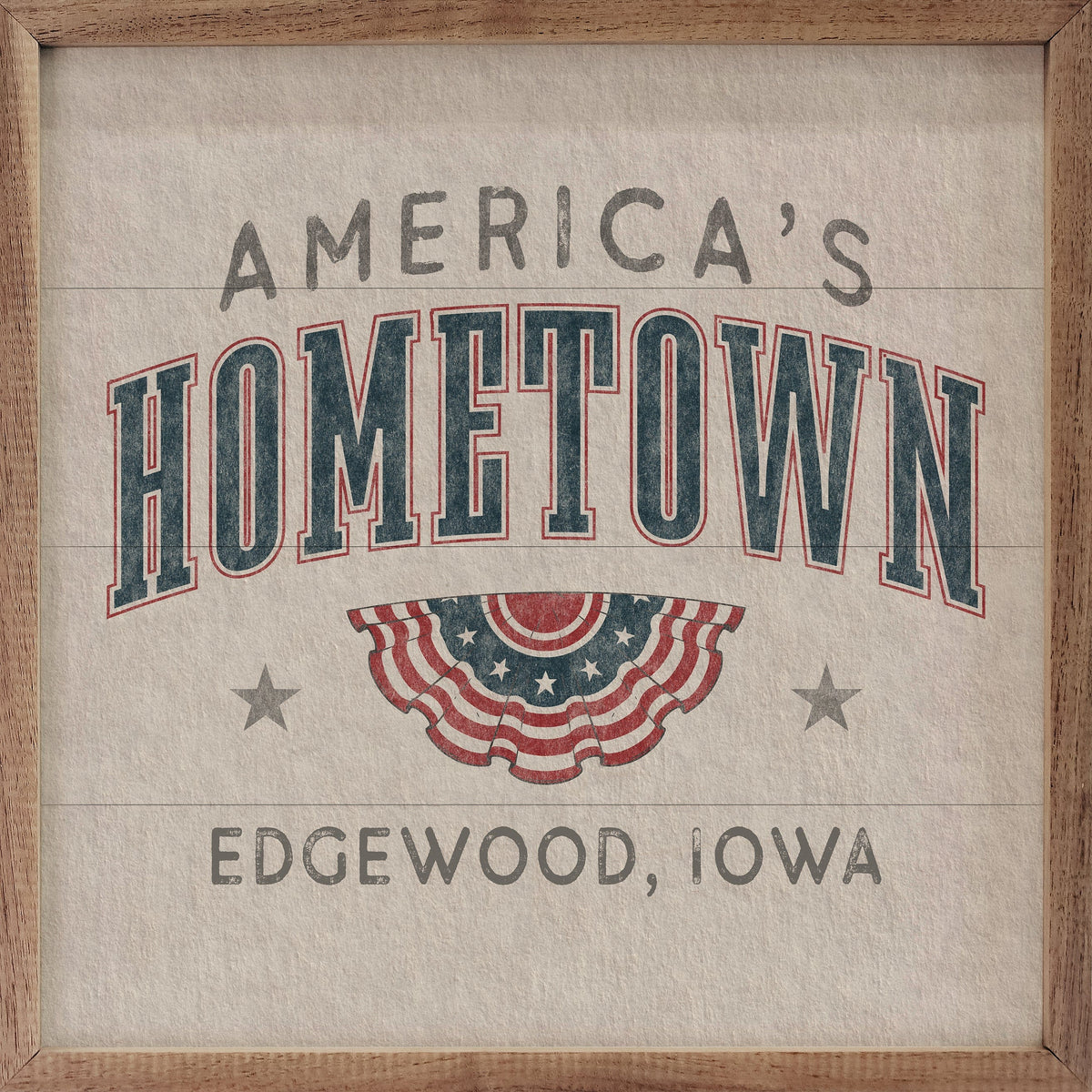 Personalized America's Hometown Printed and Framed Wall Sign