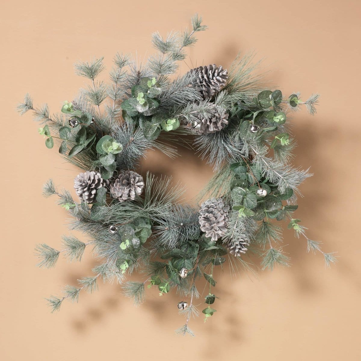 Pine & Eucalyptus W/ Pinecone & Bell Accents Wreath 24" Diameter-Gerson-The Village Merchant