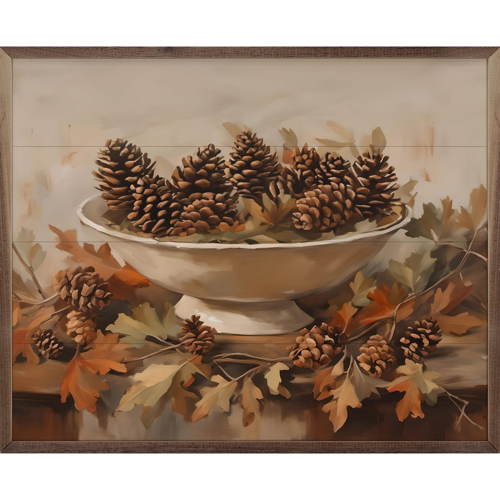 Kendrick Home Walnut Frames 10x8 Pinecones Fall Centerpiece Printed and Framed Wall Sign