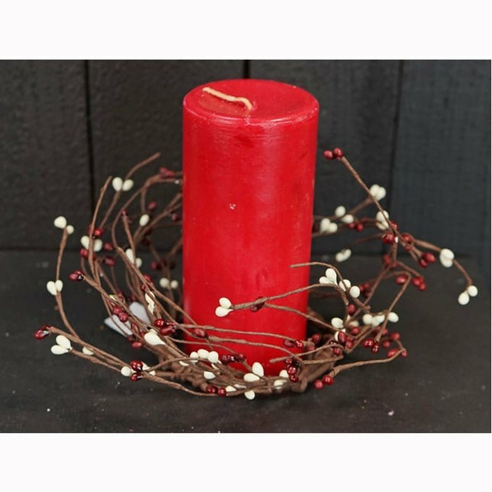 Pip Berry - Burgundy & Cream Candle Ring / Wreath 3.5" Inner Diameter-Impressive Enterprises-The Village Merchant