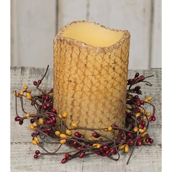 Pip Berry - Burgundy & Old Gold Candle Ring / Wreath 3.5" Inner Diameter-Craft Wholesalers-The Village Merchant