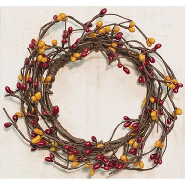 Pip Berry - Burgundy &amp; Old Gold Candle Ring / Wreath 3.5&quot; Inner Diameter-Craft Wholesalers-The Village Merchant