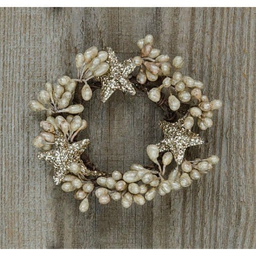 Pip Berry With Glitter Stars - Holiday Platinum Candle / Napkin Ring-Craft Wholesalers-The Village Merchant