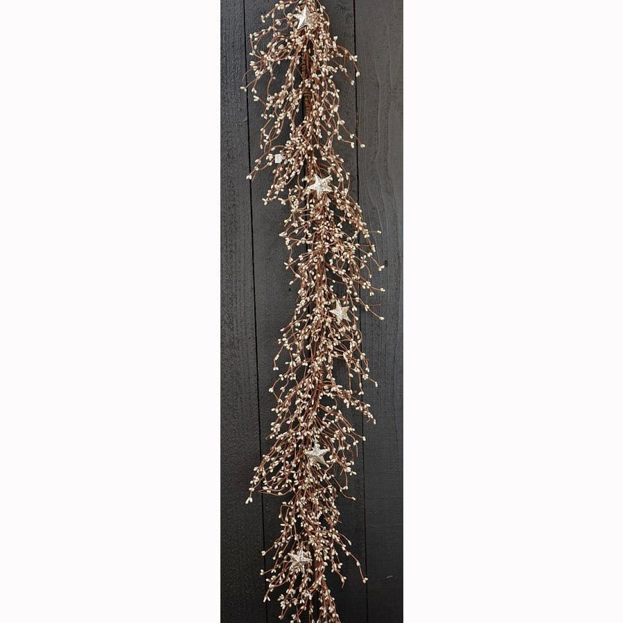 Pip Berry With Glitter Stars - Holiday Platinum Garland 4.5 Foot Long-Craft Wholesalers-The Village Merchant