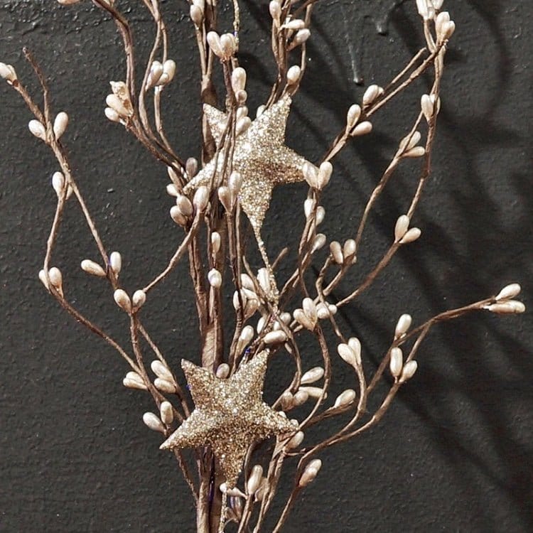 Pip Berry With Glitter Stars - Holiday Platinum Pick / Spray 24" High-Craft Wholesalers-The Village Merchant