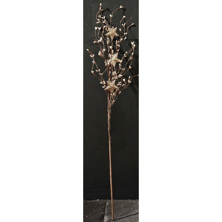 Pip Berry With Glitter Stars - Holiday Platinum Pick / Spray 24&quot; High-Craft Wholesalers-The Village Merchant