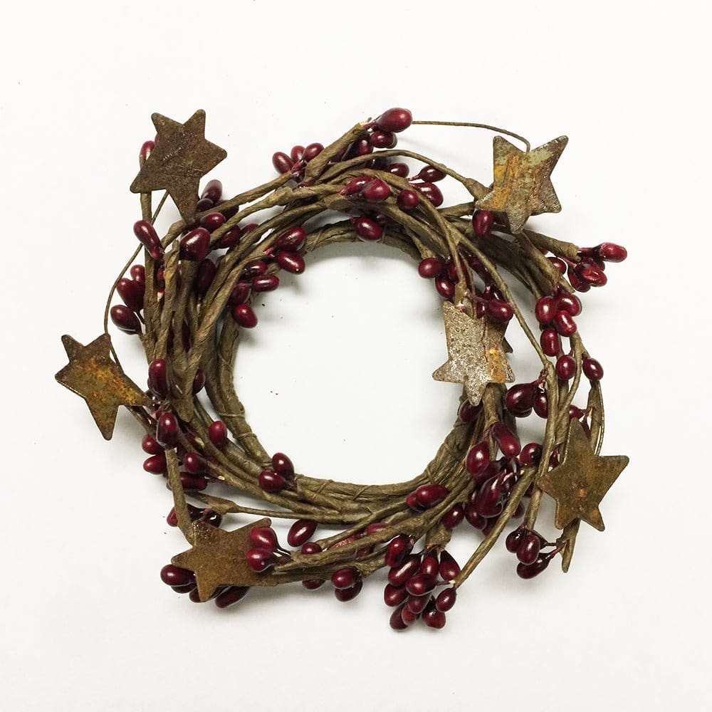 Pip Berry With Stars - Burgundy Candle / Napkin Ring 2" Inner Diameter-Craft Wholesalers-The Village Merchant