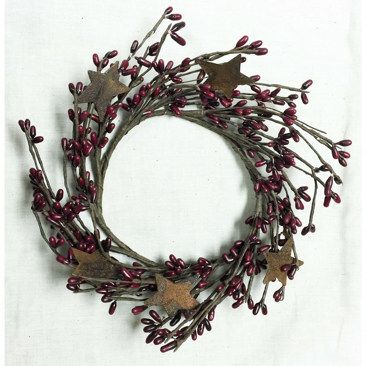Pip Berry With Stars - Burgundy Candle Ring / Wreath 4" Inner Diameter-Craft Wholesalers-The Village Merchant