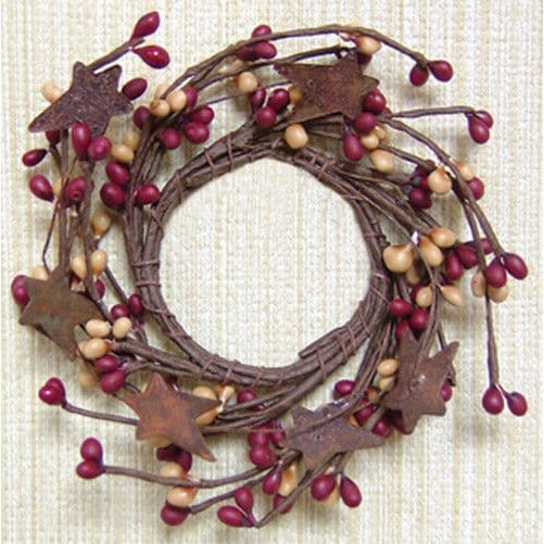 Pip Berry With Stars - Burgundy & Old Gold Candle / Napkin Ring 2" Inner Diameter-Craft Wholesalers-The Village Merchant