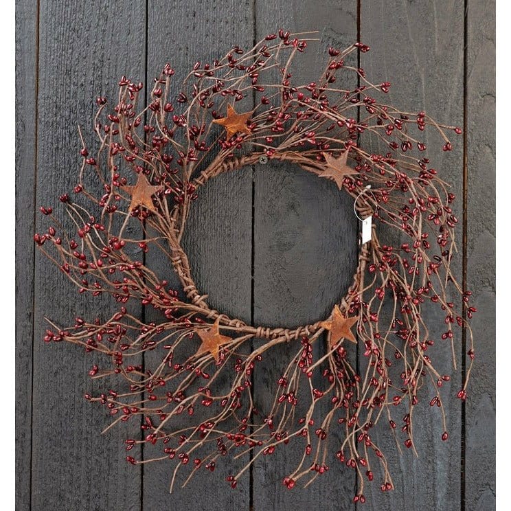 Pip Berry With Stars - Burgundy Wreath 6" Inside / 14" Outside Diameter-Impressive Enterprises-The Village Merchant