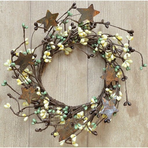 Pip Berry With Stars - Coffee Bean Candle Ring / Wreath 4" Inner Diameter-Craft Wholesalers-The Village Merchant