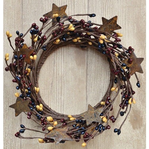 Pip Berry With Stars - Colonial Mix Candle Ring / Wreath 4&quot; Inner Diameter-Craft Wholesalers-The Village Merchant