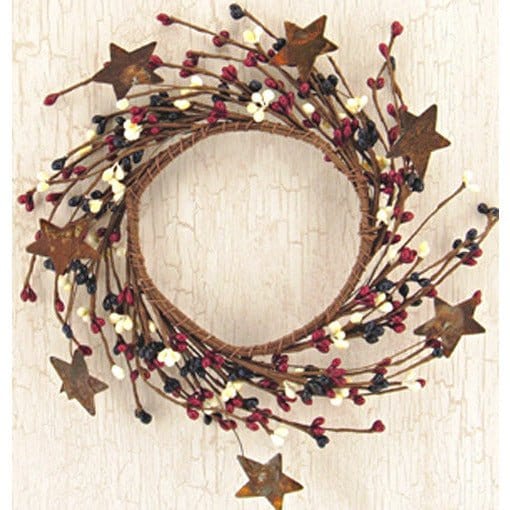 Pip Berry With Stars - Country Mix Candle Ring / Wreath 4" Inner Diameter-Craft Wholesalers-The Village Merchant